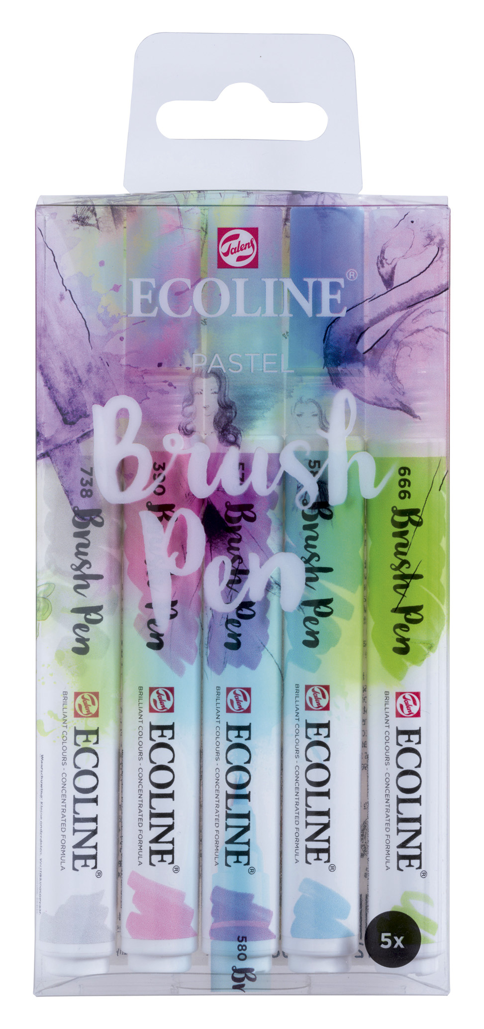Set de 5 rotuladores Pastel Brush Pen Ecoline
