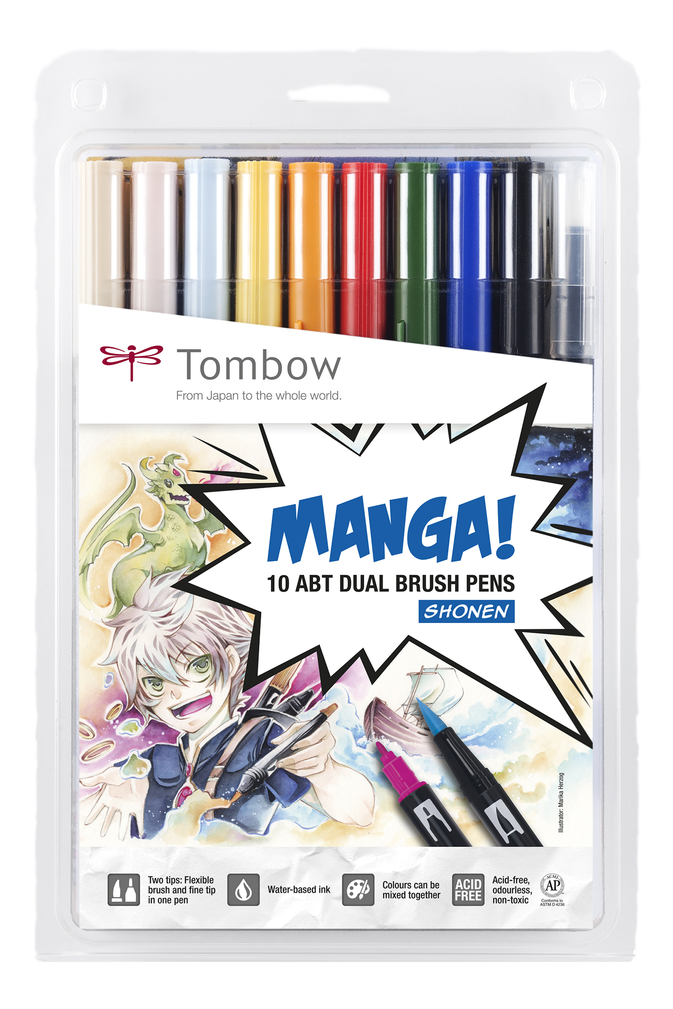 Set 10 rotuladores Tombow doble punta colores manga - ArtBendix