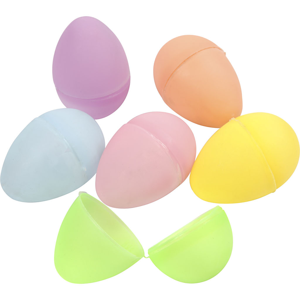 Huevos de plástico que se abren por la mitad, 12 unidades de 6cm colores  pastel