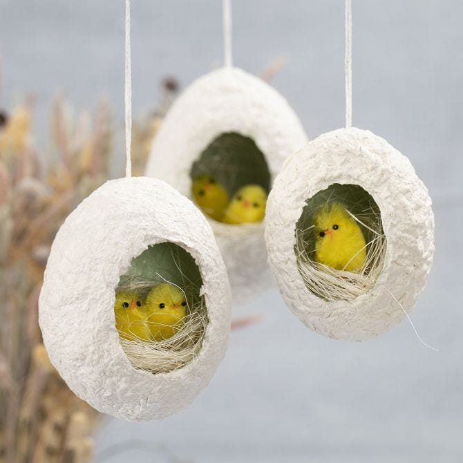 Huevos de Pascua: Decoración nido con pollito
