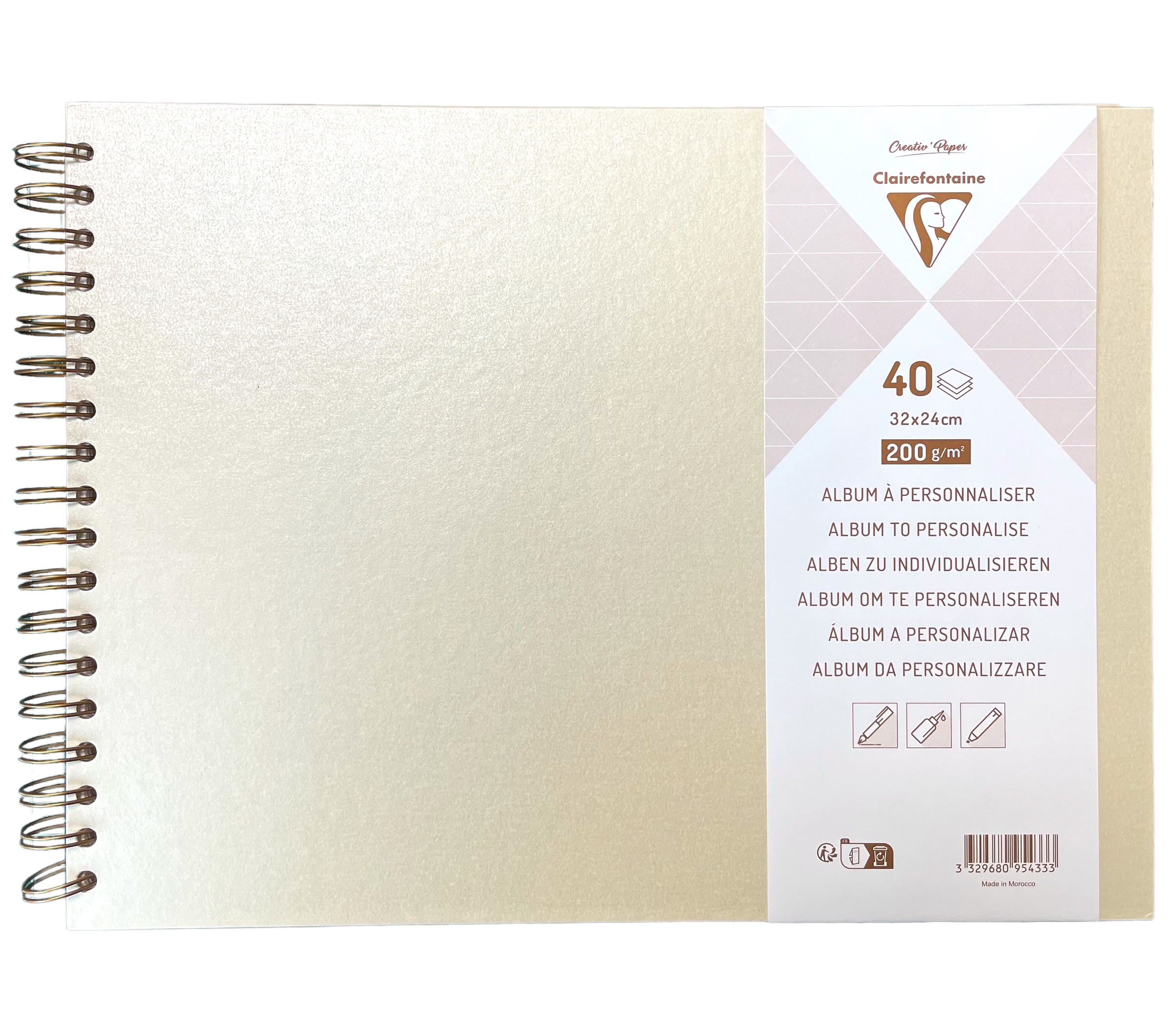 Album para personalizar, tapa dura color crudo perlado, 40 hojas blancas de  200g, 32x24cm - ArtBendix