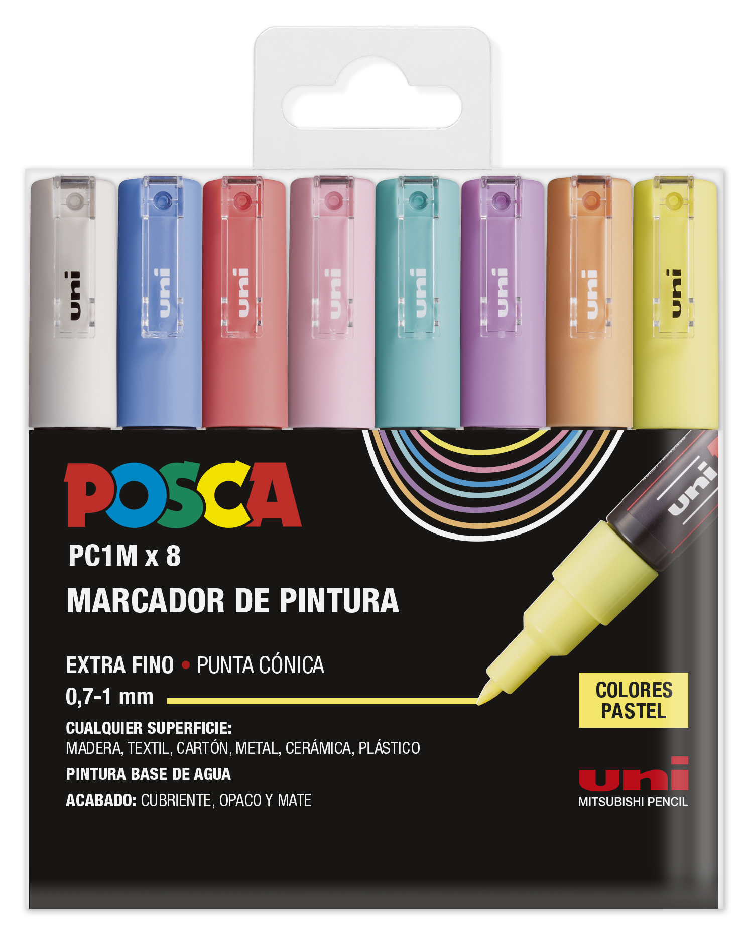 Opitec Espana  Rotuladores POSCA MARKER PC 3M pastel, 8 ud.