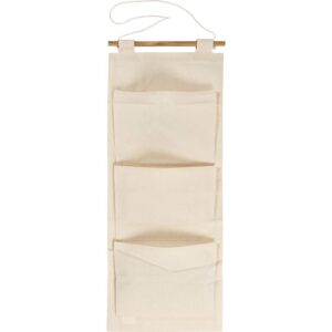 Organizador de tela 145g con tres bolsillos de 26x20cm. 30x75cm